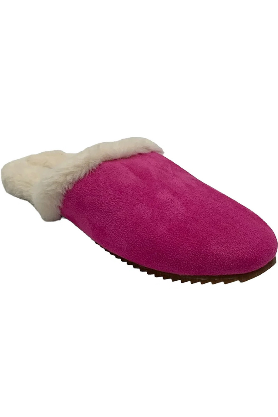 Issac Mizrahi Live! Microsuede Classic Slipper with Faux Fur Pink - Medium